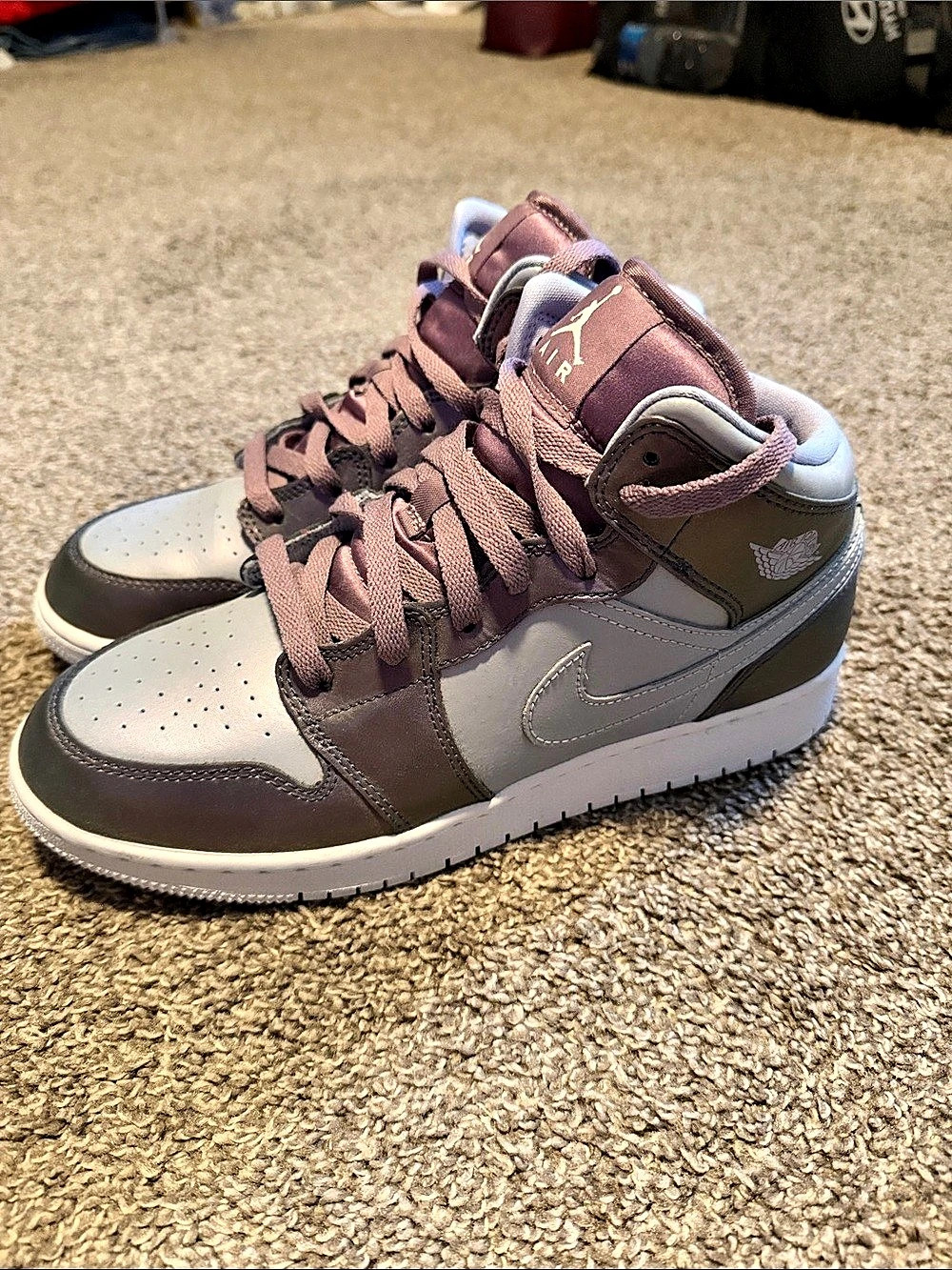 Air Jordan 1 Mid Sneakers Purple Metallic US 7Y